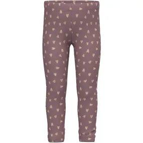 Name It Grape Shake W. Glitter Hearts Tavina Sweat Fleece Leggings Noos