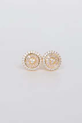 Naomi Gold Rhinestone Stud Earrings