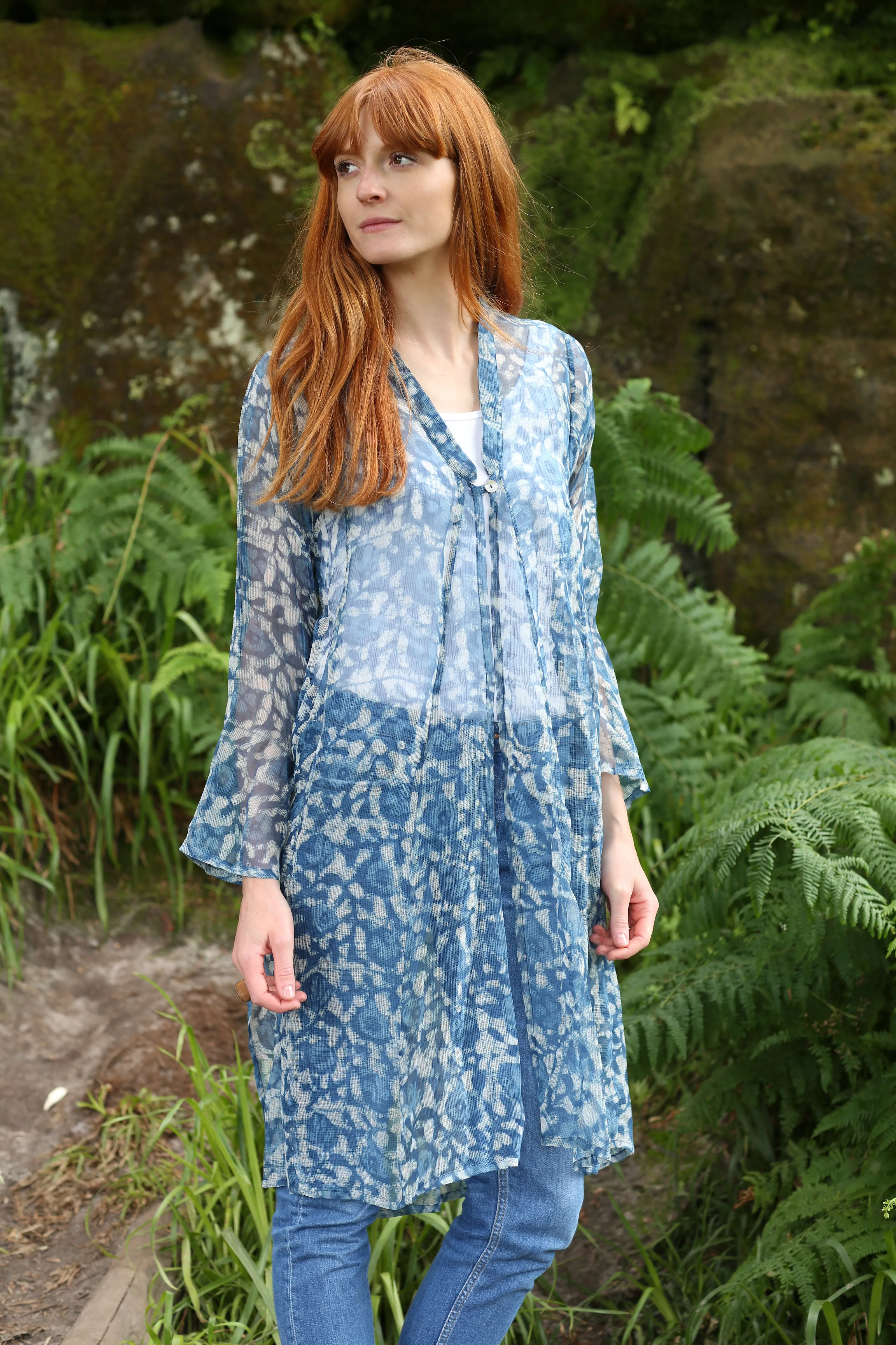 Nargis Jacket Hand Block Printed in Textured Cotton