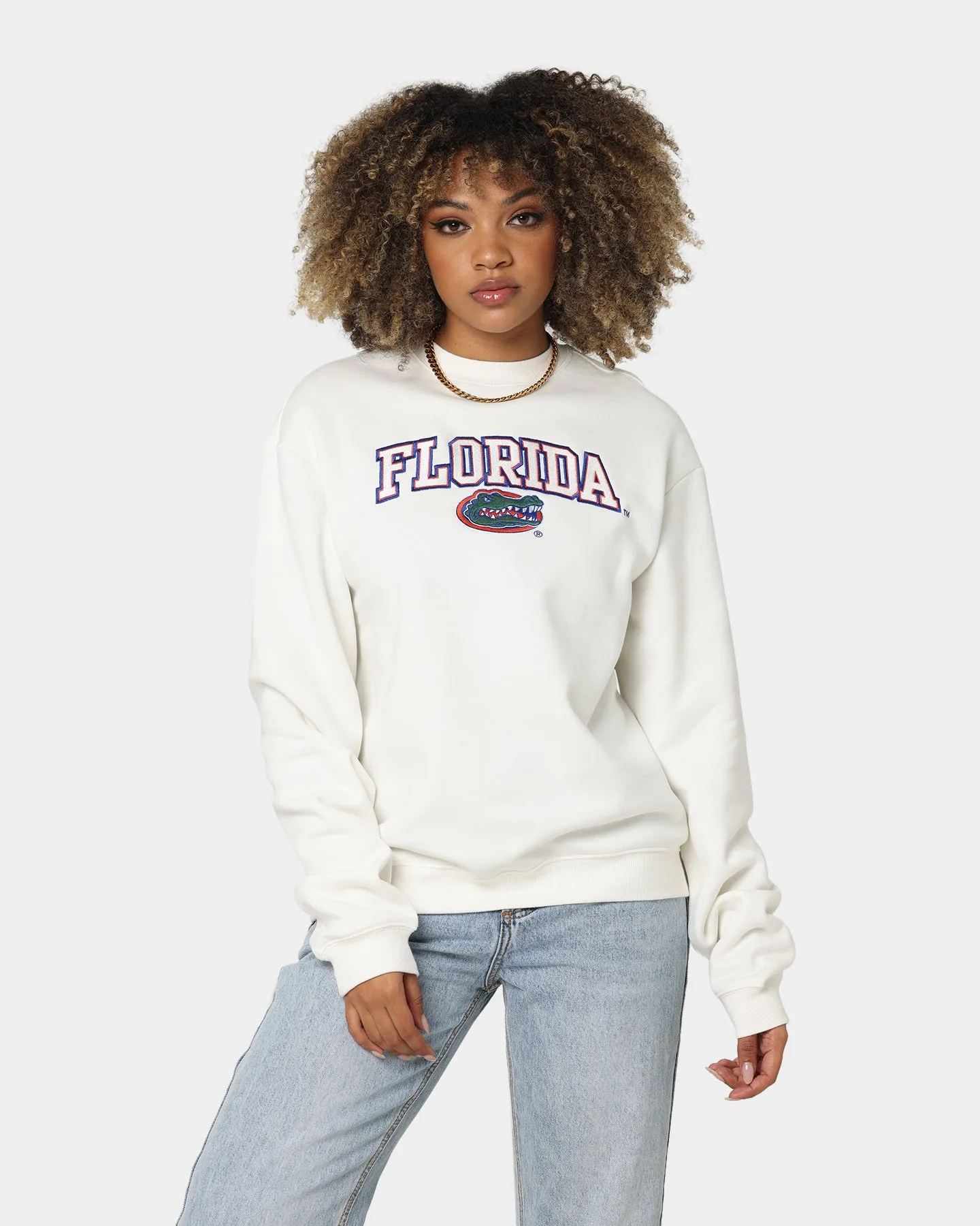 National Collegiate Athletic Association Women's Florida Gators Vintage Ember Arch Crewneck Vintage White