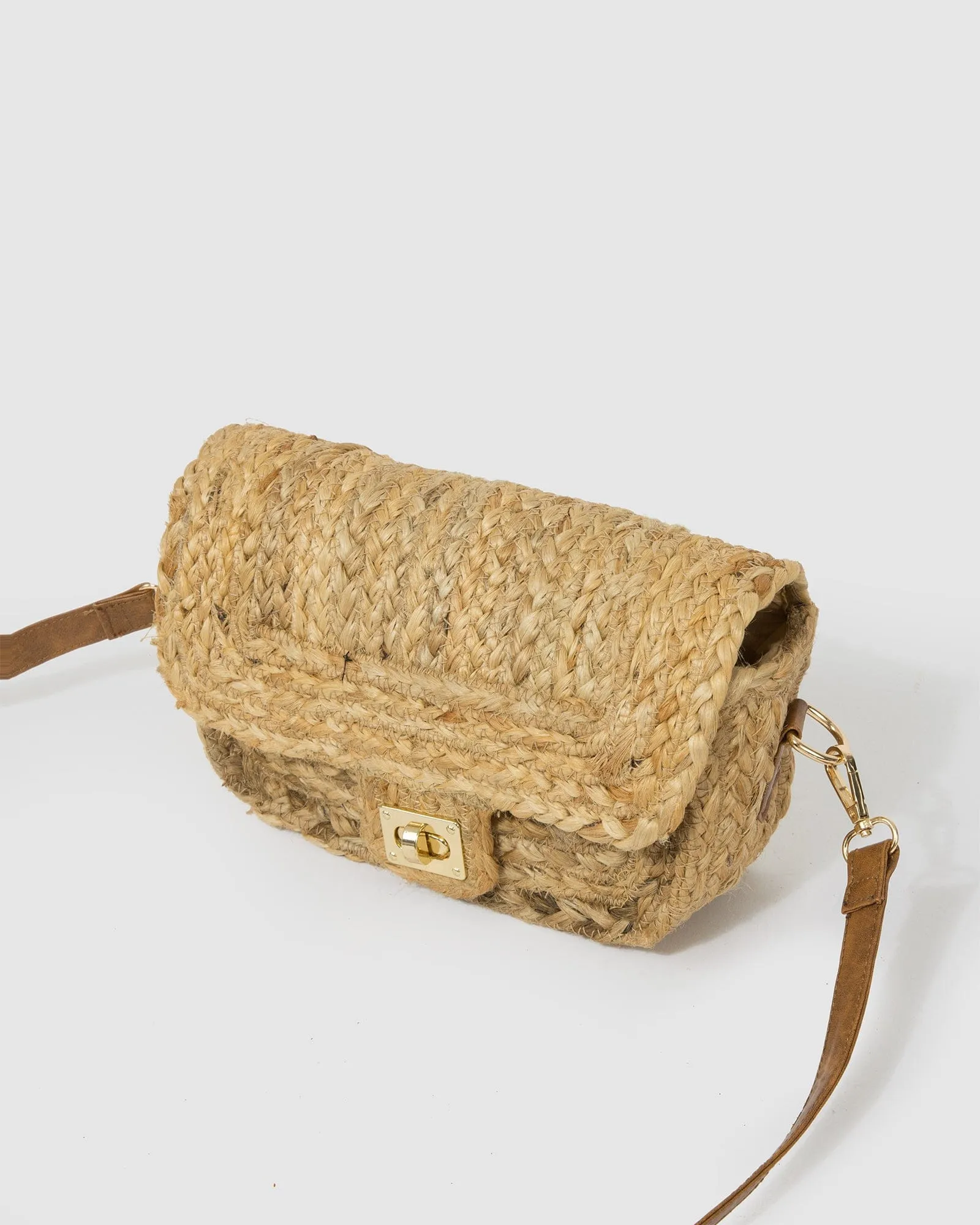 Natural Jemima Straw Crossbody Bag