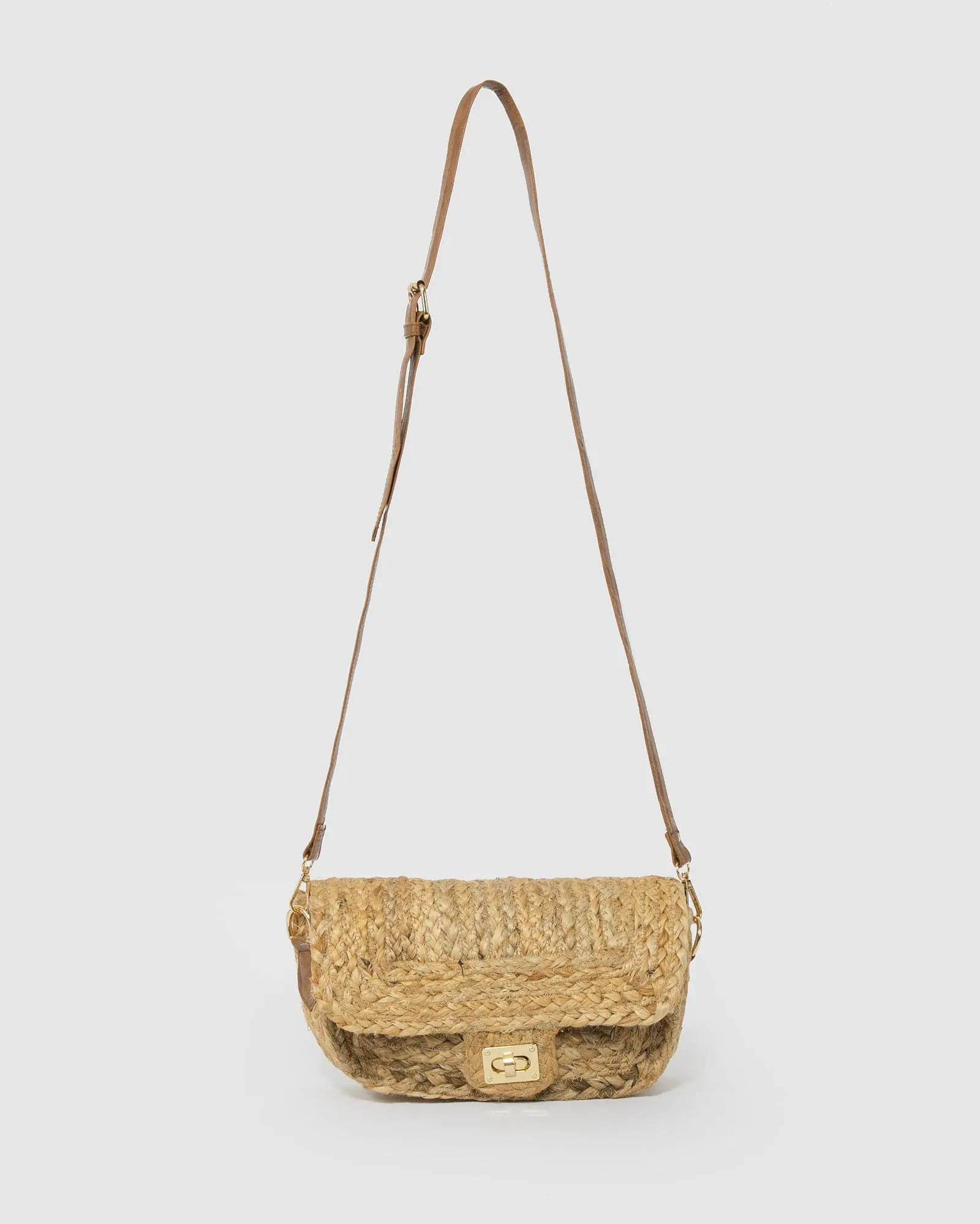 Natural Jemima Straw Crossbody Bag