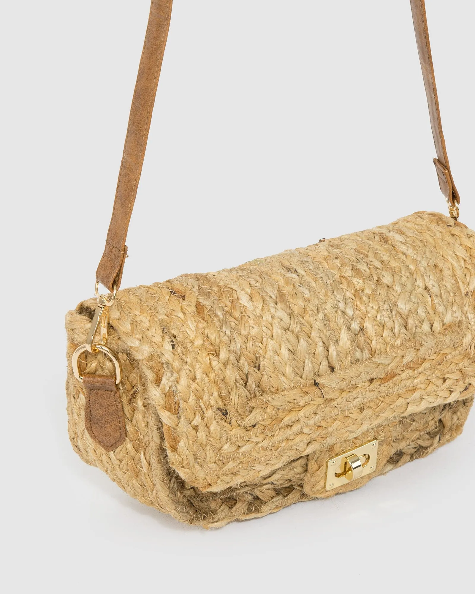 Natural Jemima Straw Crossbody Bag