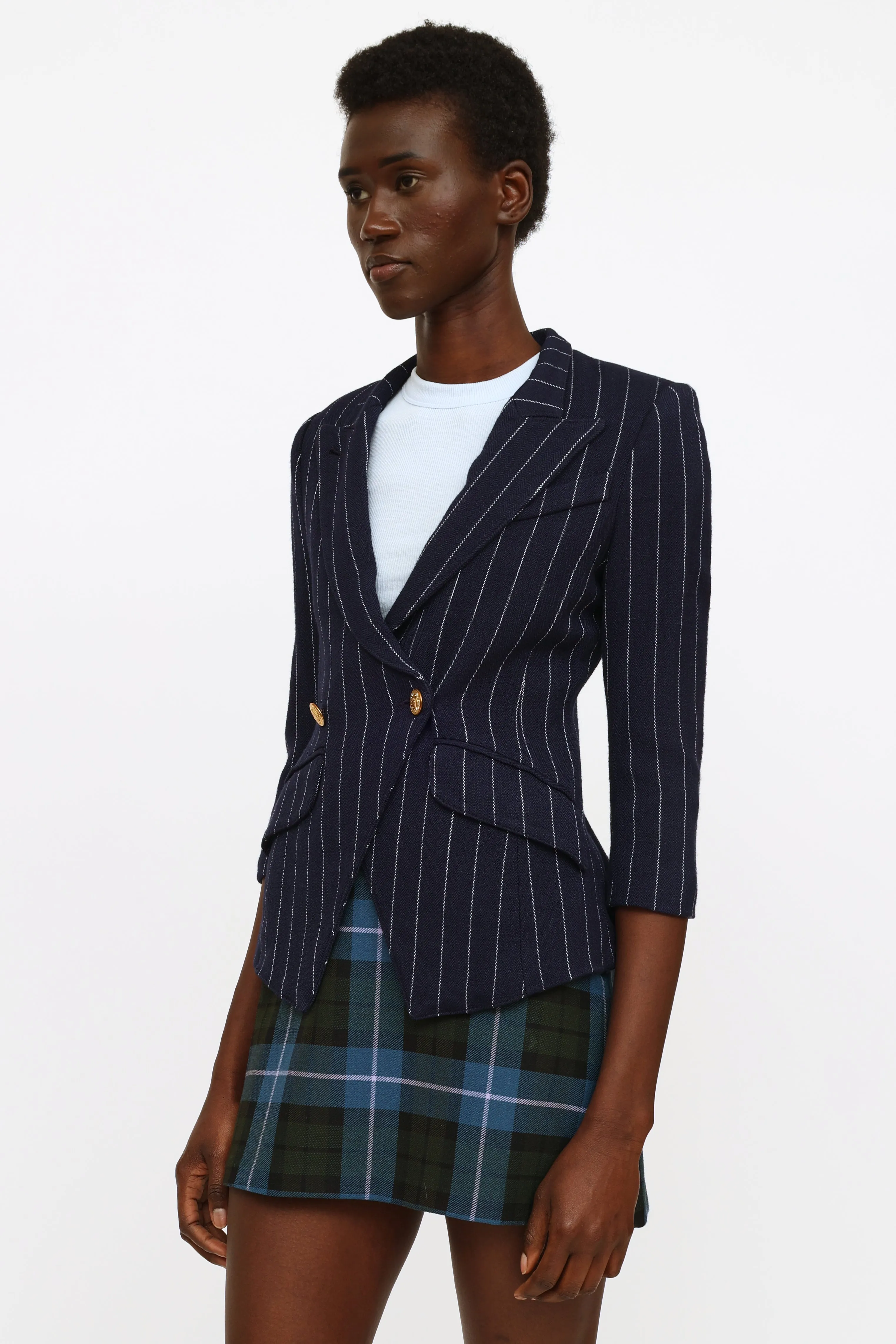 Navy & White Pinstripe Blazer