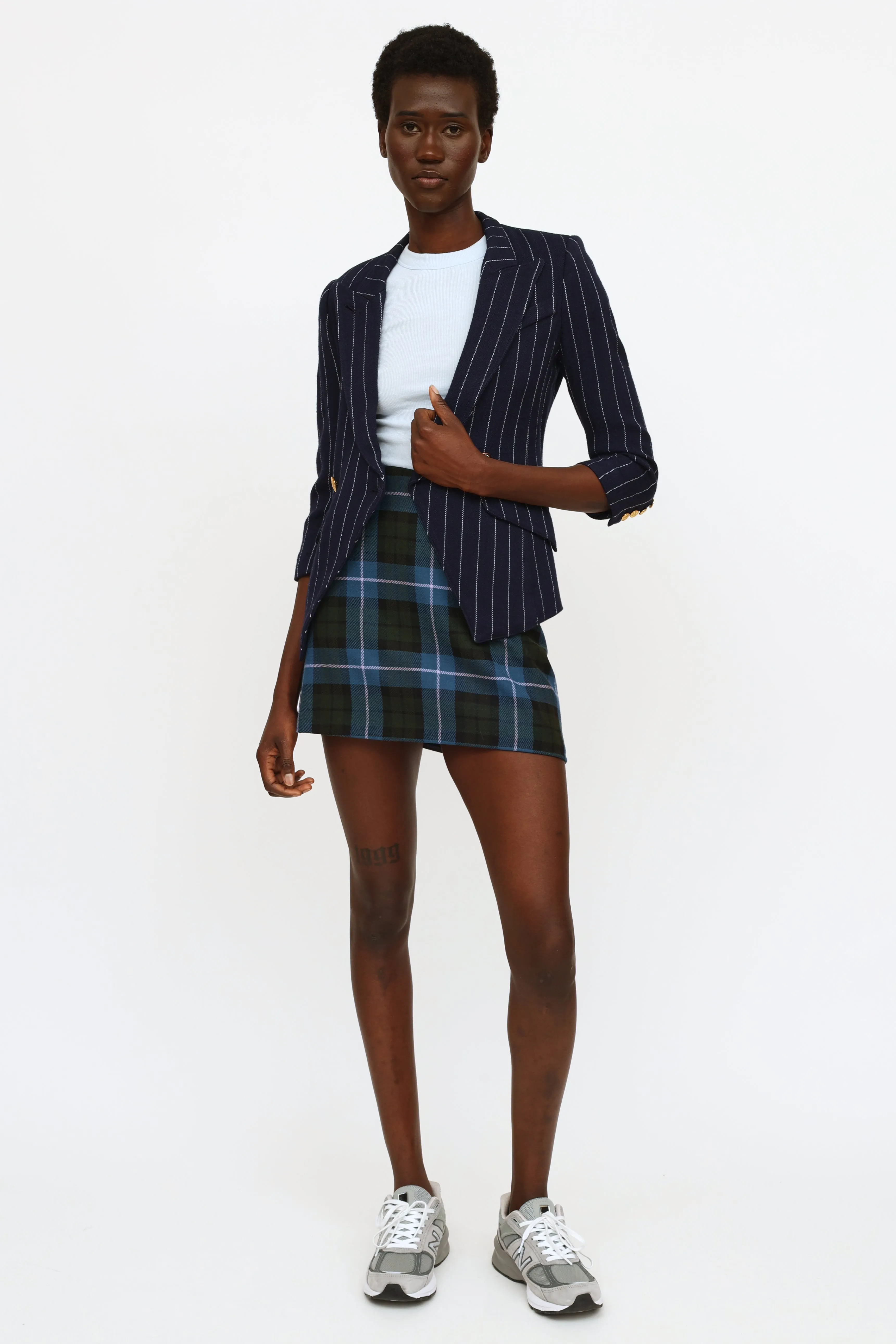 Navy & White Pinstripe Blazer