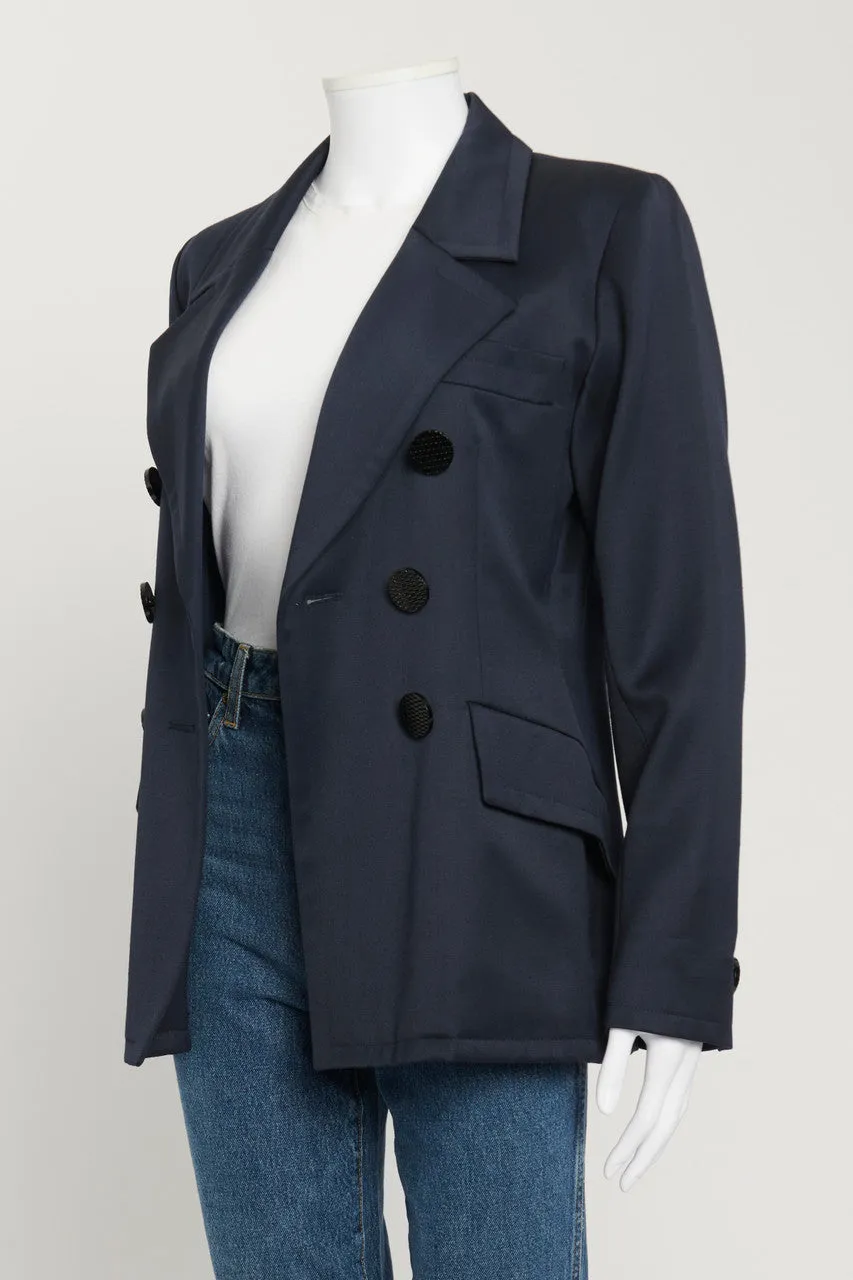 Navy Blue Wool Double Breasted Jacket