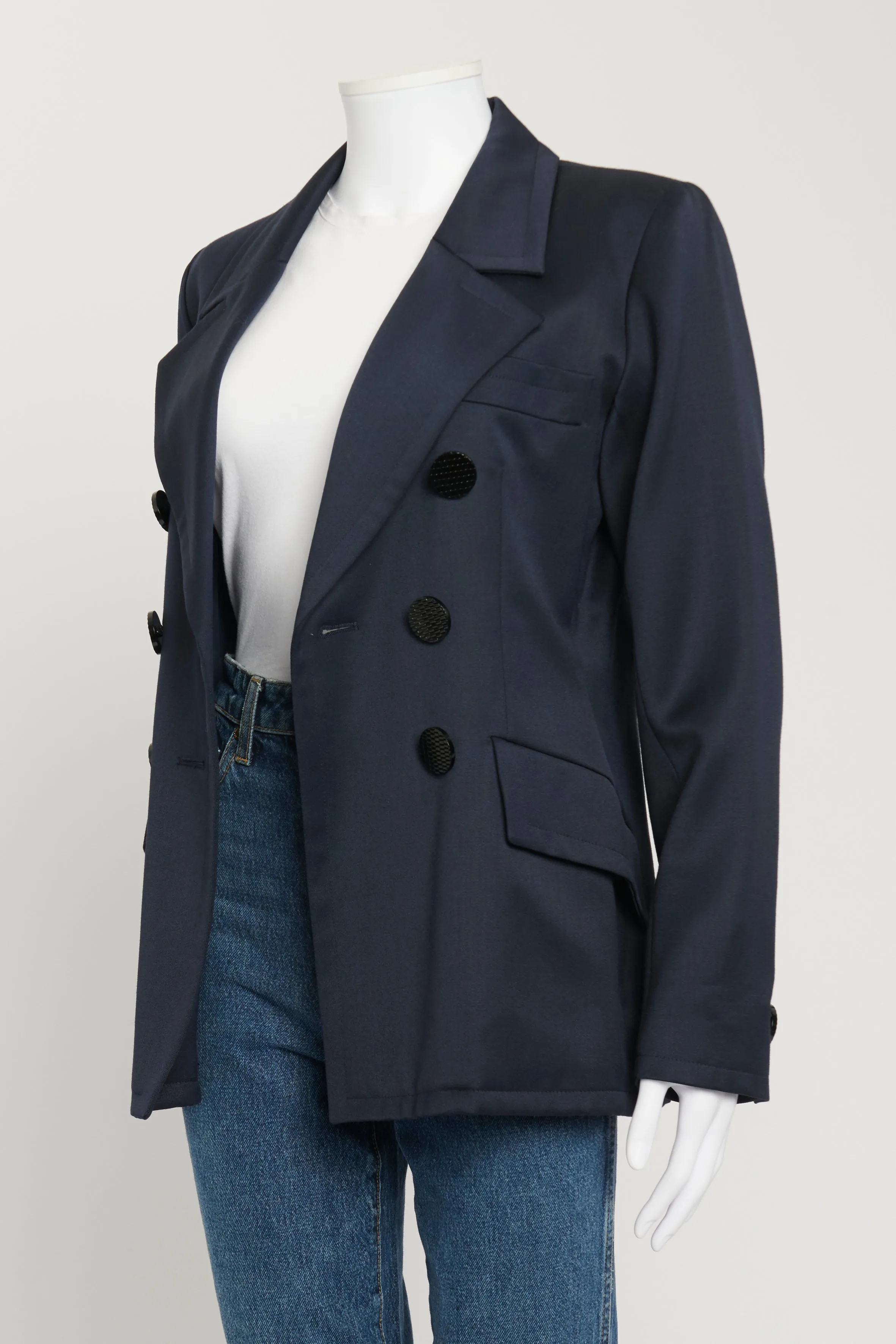 Navy Blue Wool Double Breasted Jacket
