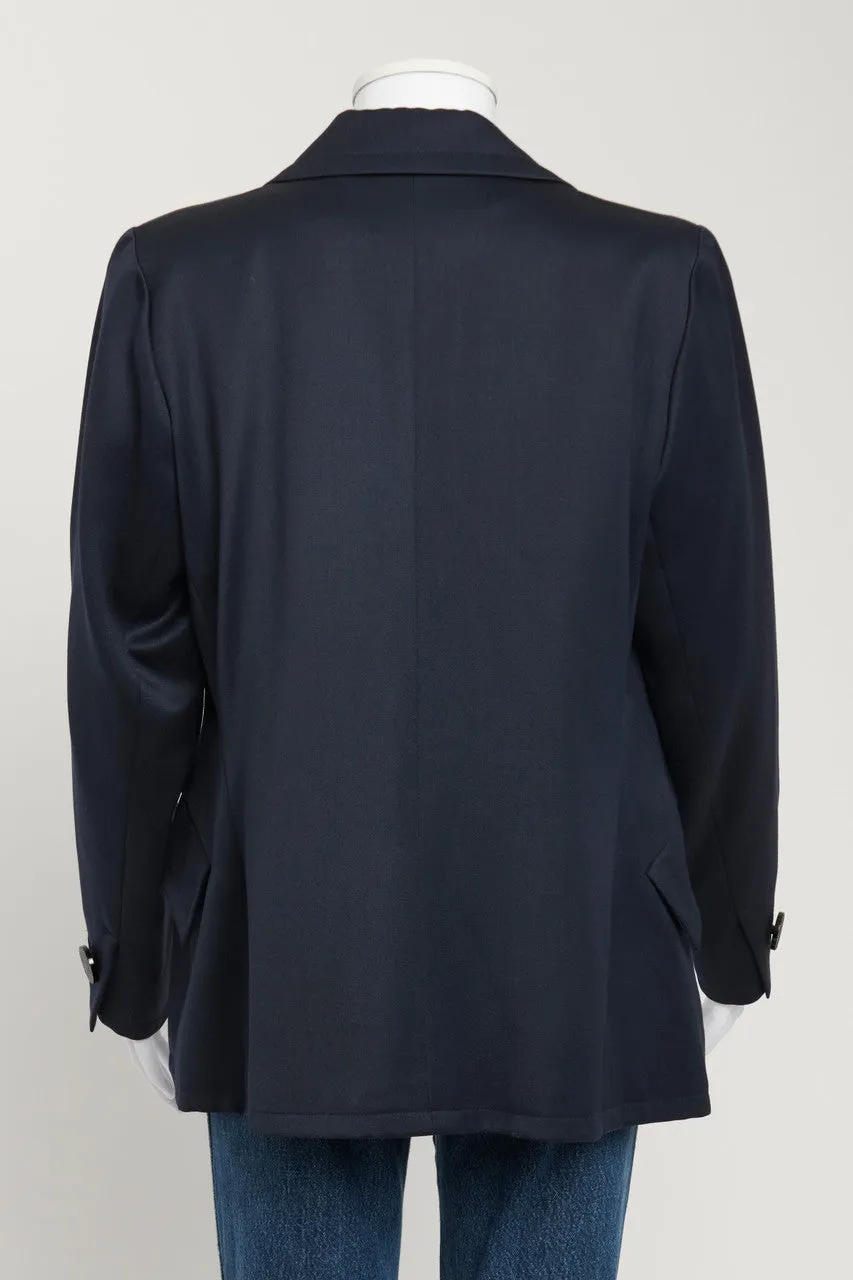 Navy Blue Wool Double Breasted Jacket