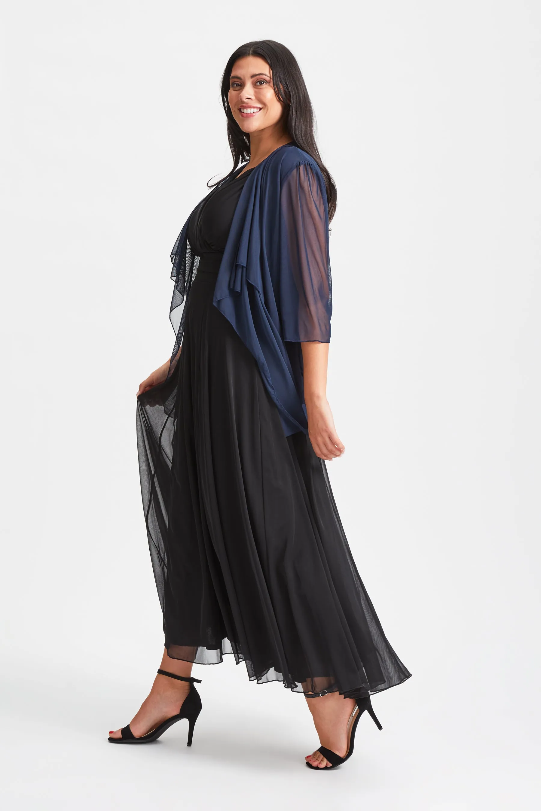 Navy Waterfall Layered Shrug