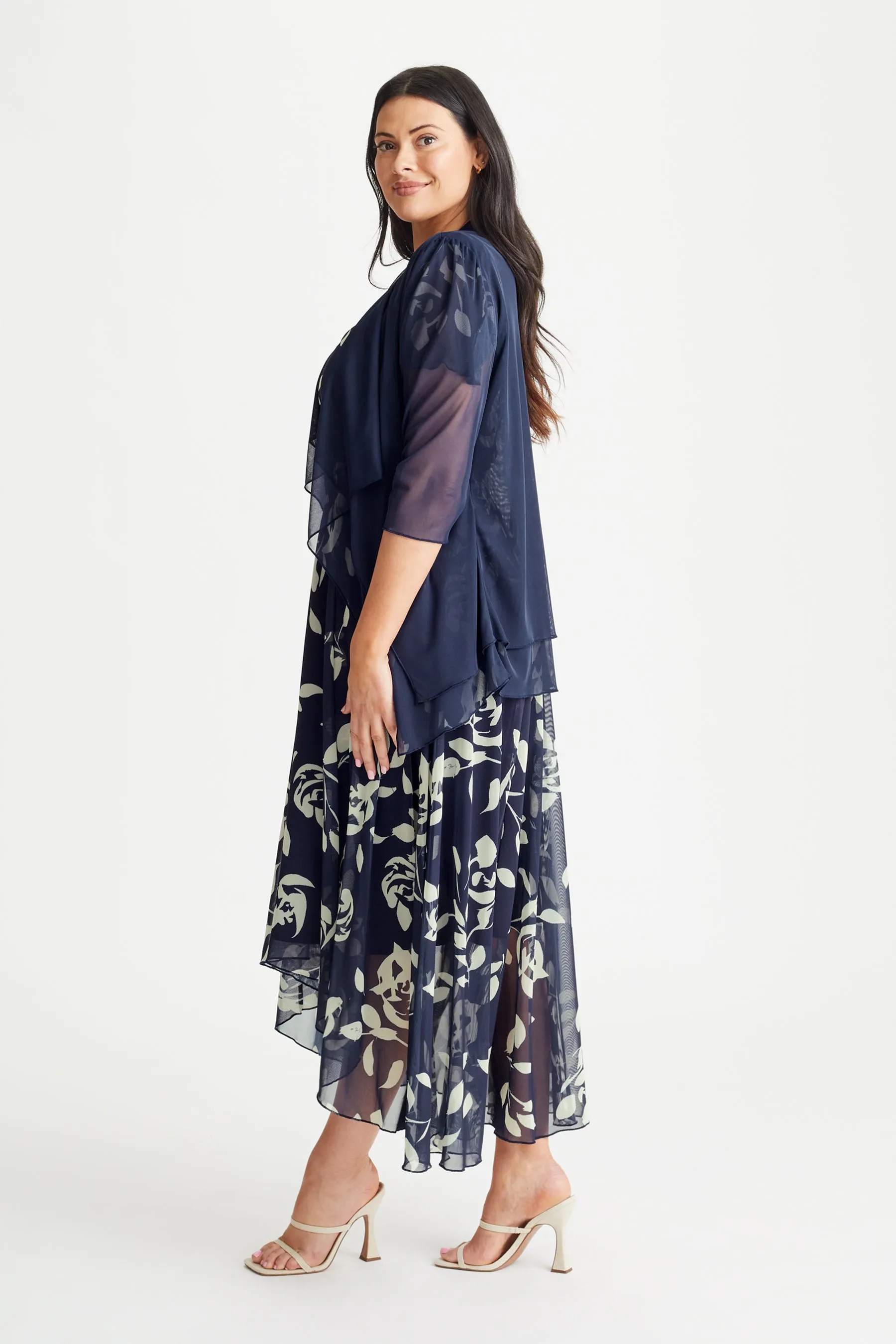 Navy Waterfall Layered Shrug