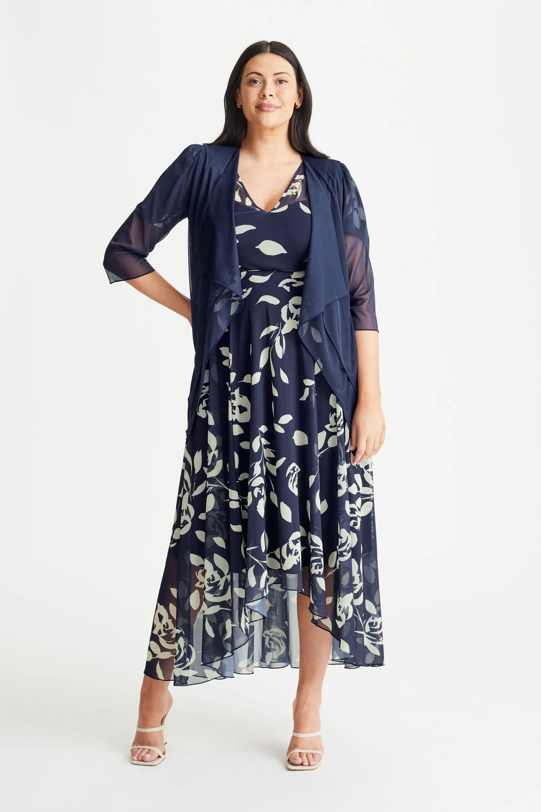 Navy Waterfall Layered Shrug