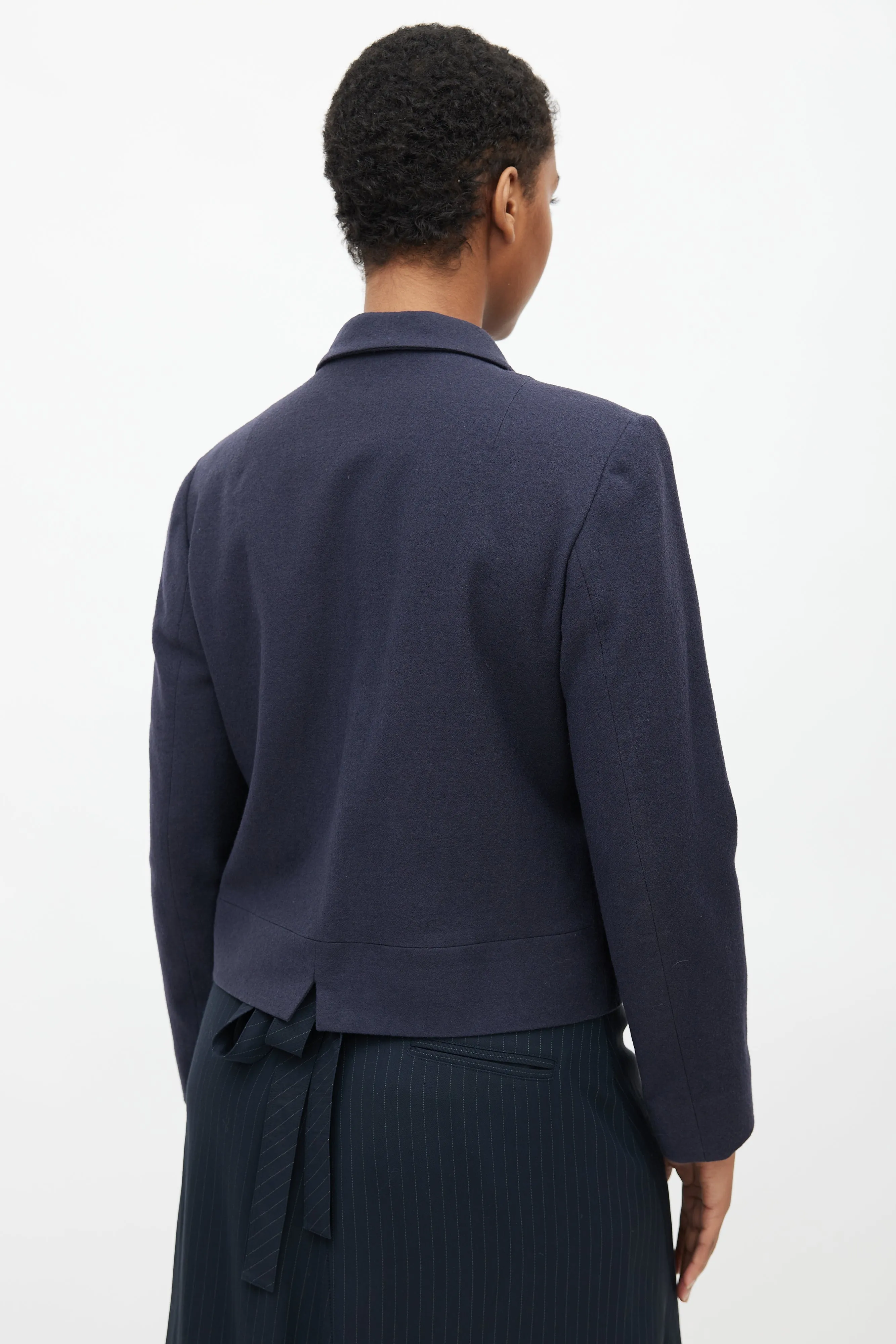 Navy Wool Cropped Blazer