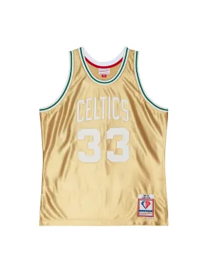 NBA Boston Celtics Larry Bird 1985 75th Anniversary Gold Jersey