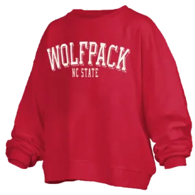NC State Wolfpack Women's Red Semi-Pro Waist Length Oversized Crewneck
