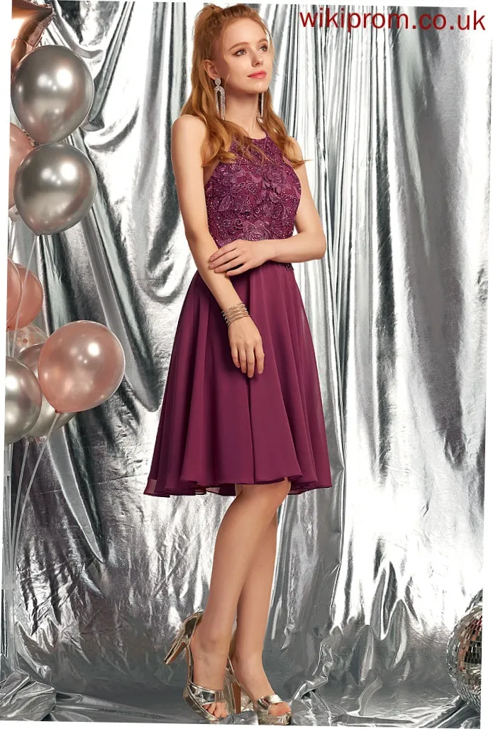 Neck Knee-Length Scoop Jacqueline With Chiffon Beading Lace A-Line Homecoming Dresses Homecoming Dress