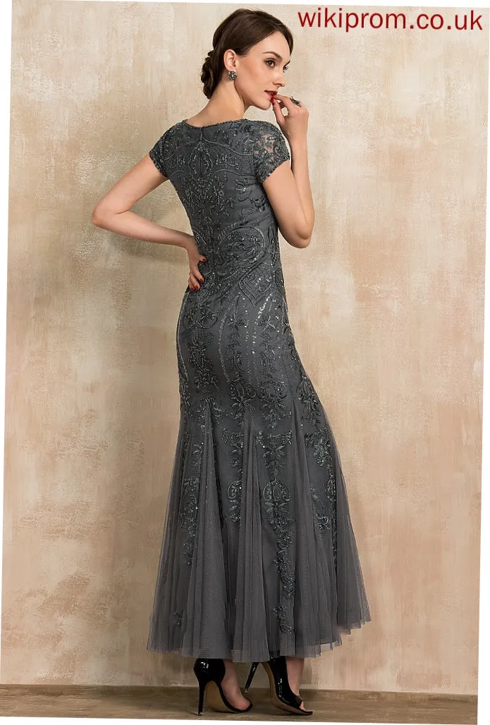Neck Mother Lace Jaidyn With Dress Beading of Tulle Ankle-Length Sequined Bride Scoop Trumpet/Mermaid Sequins Mother of the Bride Dresses the