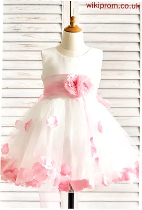 Neck Sleeveless Dress Flower Girl Dresses Organza/Satin/Tulle Girl Flower Maud - Scoop A-Line Knee-length Flower(s) With