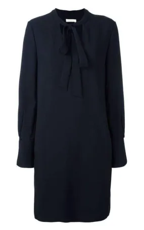 Neck Tie Shift Black Dress