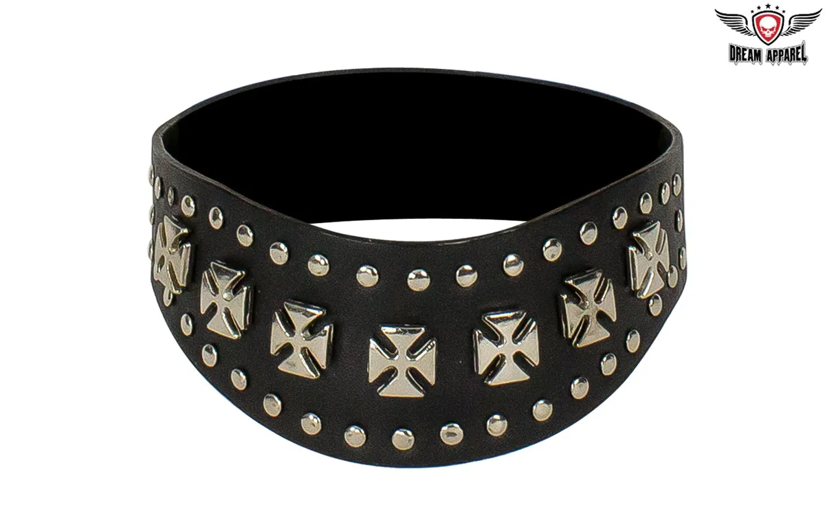 Necklace With Studs & Chopper Cross