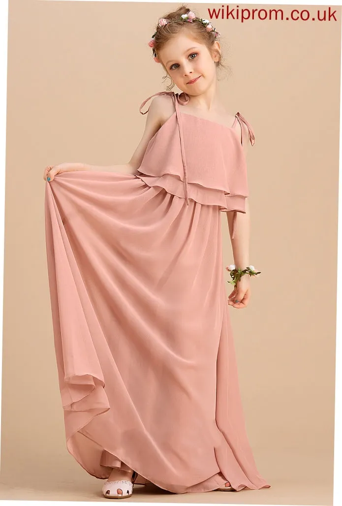 Neckline/Straps Chiffon Flower Girl Dresses Floor-length A-Line Serenity Square Sleeveless Dress - Girl Flower