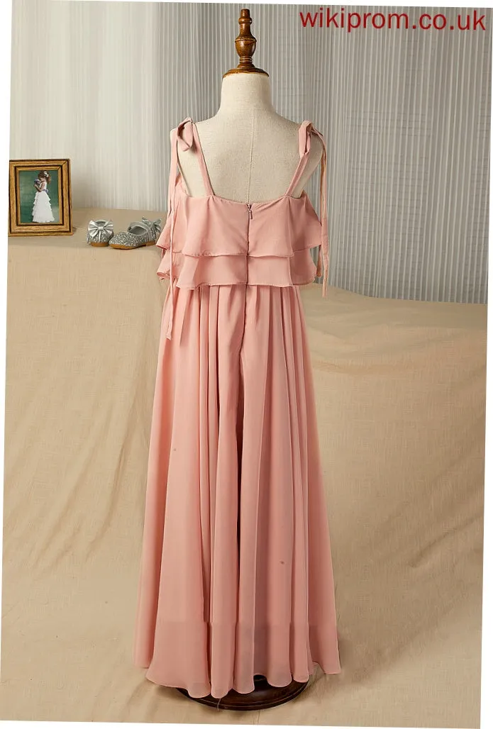 Neckline/Straps Chiffon Flower Girl Dresses Floor-length A-Line Serenity Square Sleeveless Dress - Girl Flower