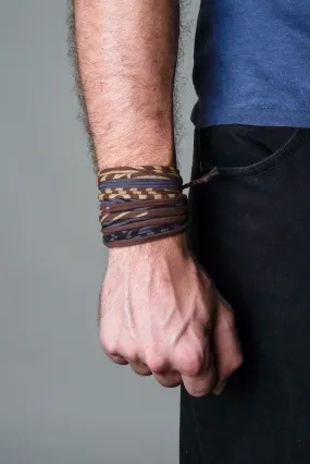 Necklush Wrap Bracelet / Grey Brown & Gold / Unisex