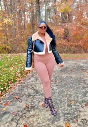 Neesha Cropped Sherpa Leather Jacket
