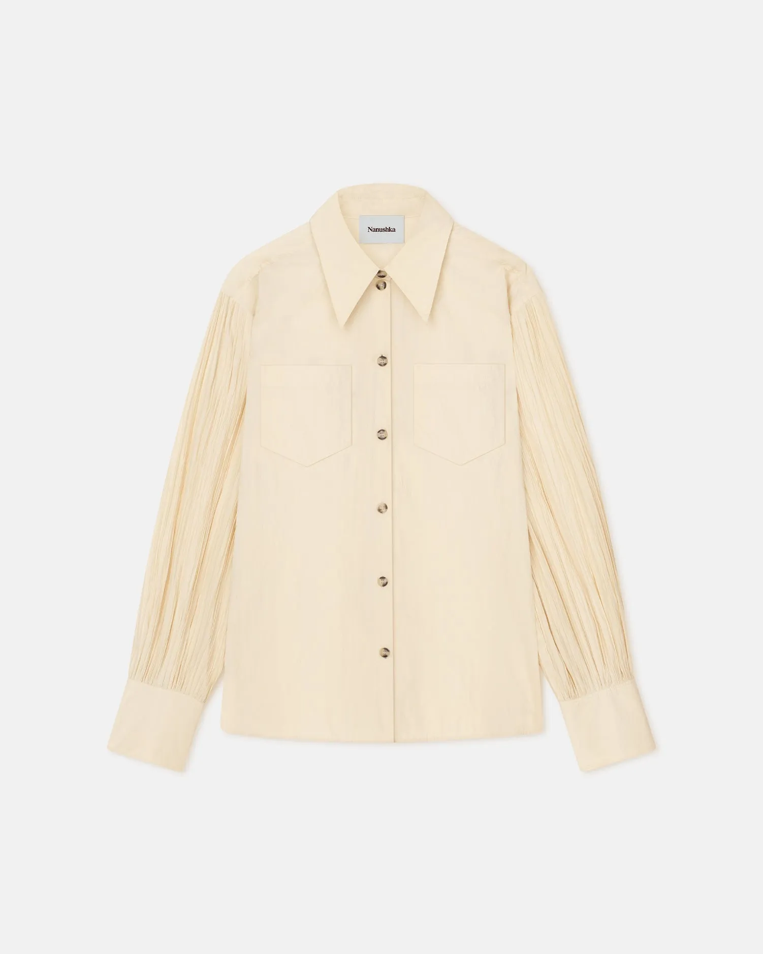 Nele - Pleated Poplin Shirt - Creme