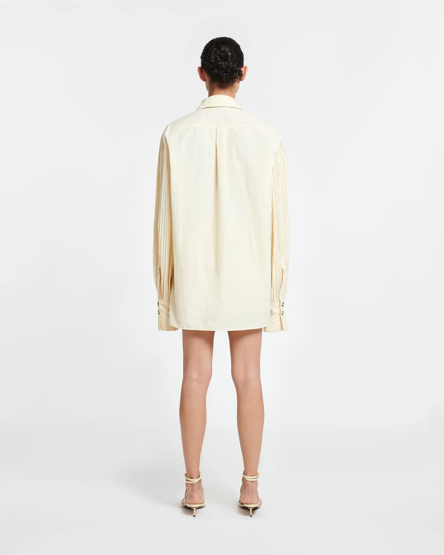 Nele - Pleated Poplin Shirt - Creme