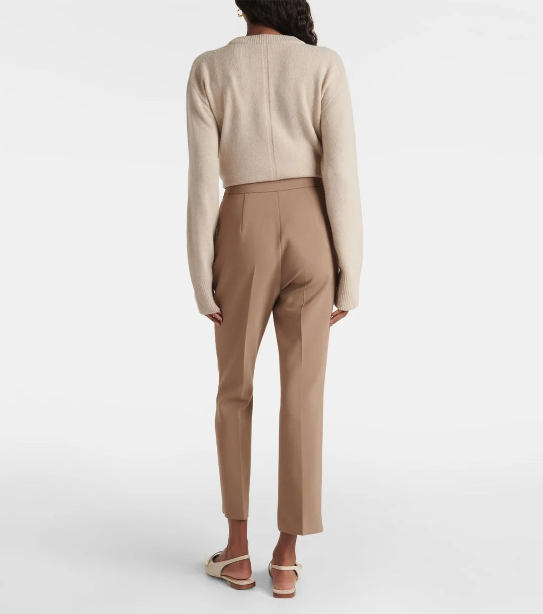 Nepeta straight trousers in Max Mara crepe, green