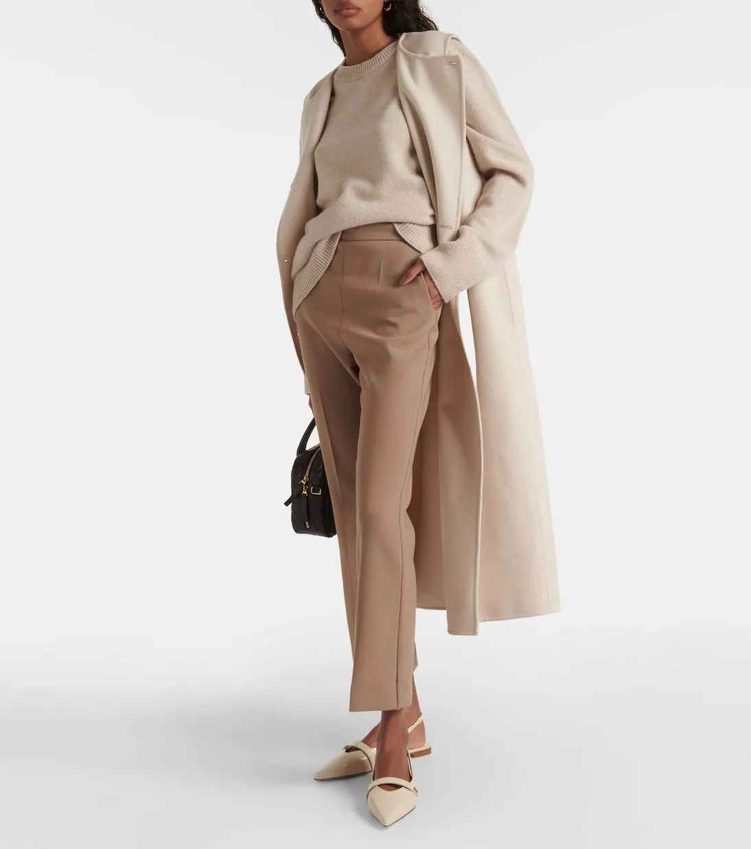 Nepeta straight trousers in Max Mara crepe, green