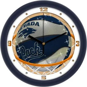 Nevada Wolfpack Wall Clock - Basketball Slam Dunk