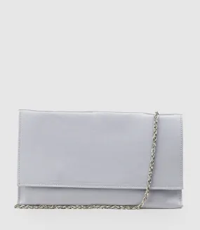 NEVE Envelope Clutch in Silver Satin
