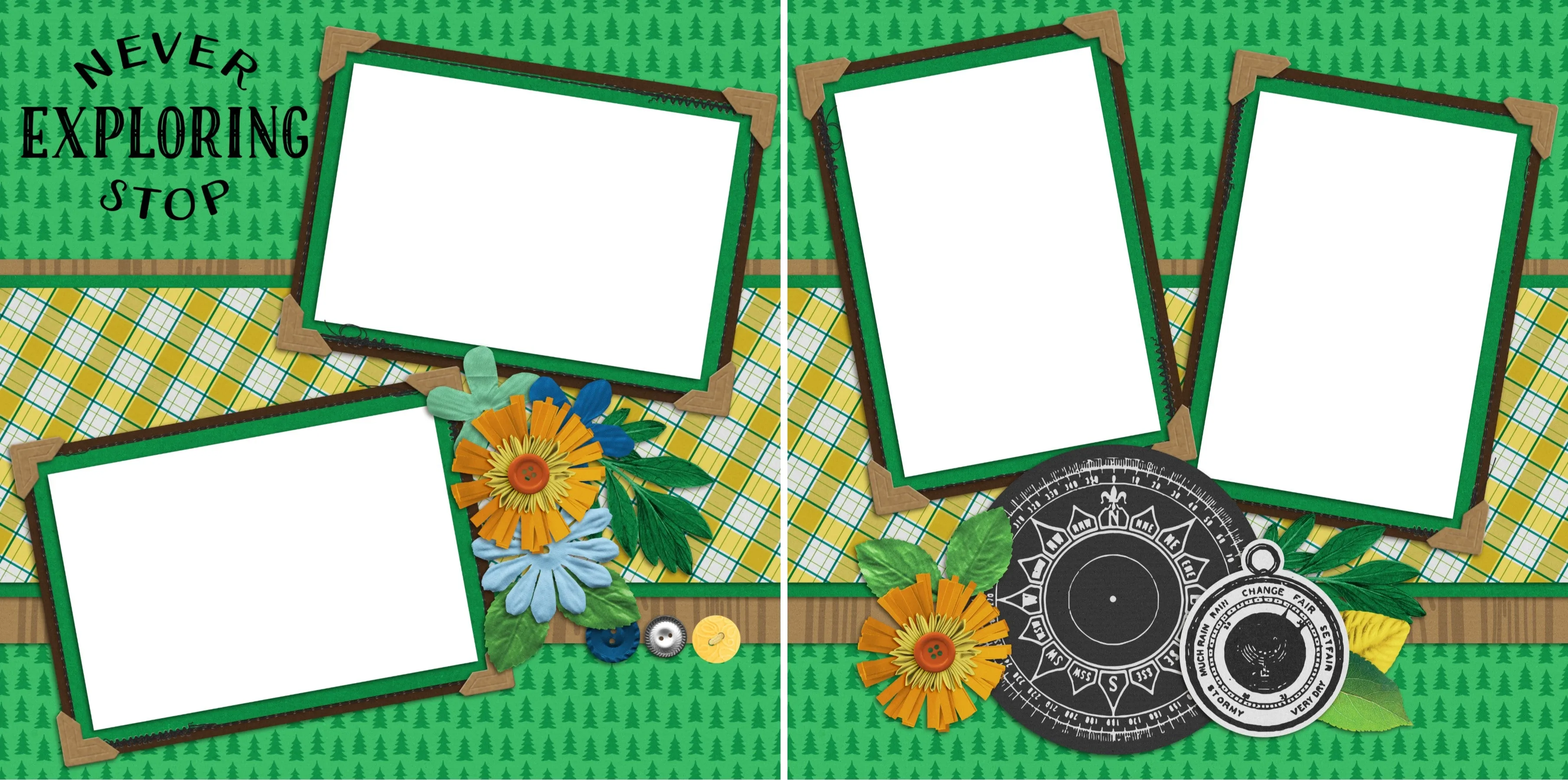 Never Stop Exploring - Digital Scrapbook Pages - INSTANT DOWNLOAD