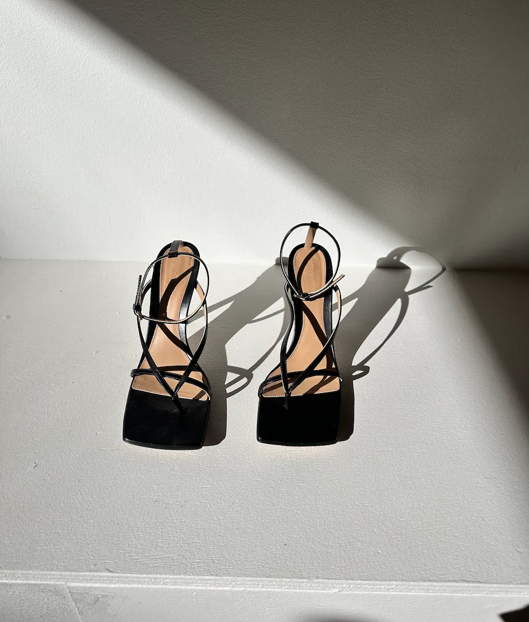 NEW - Bottega Veneta Black Square Toe Heels