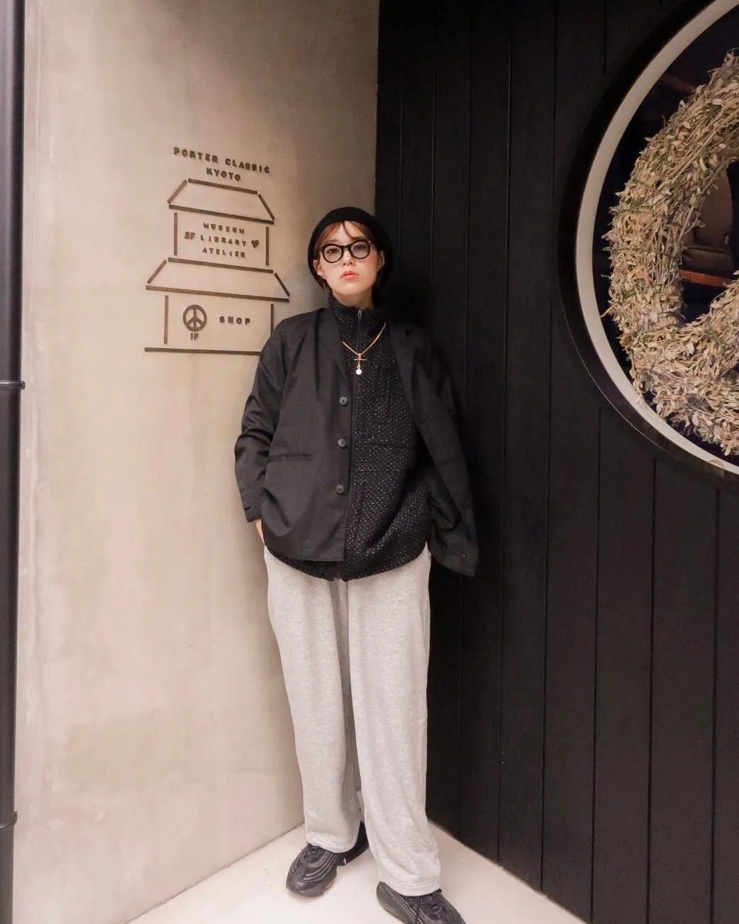NEW SASHIKO ZIP UP JACKET -BLACK-