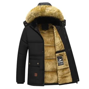 New Winter Windproof Fleece Parkas Jacket For Men