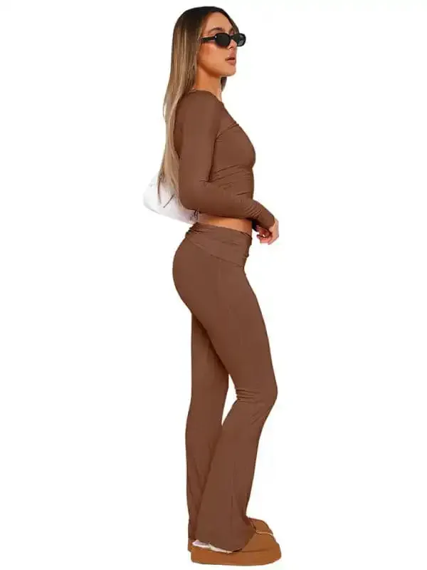 New women’s fashionable, comfortable, slim, slim, anti-waist, low-waist flared pants