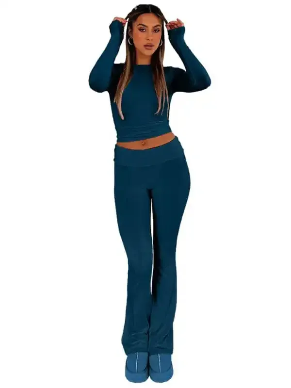 New women’s fashionable, comfortable, slim, slim, anti-waist, low-waist flared pants