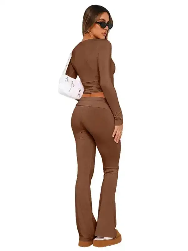 New women’s fashionable, comfortable, slim, slim, anti-waist, low-waist flared pants