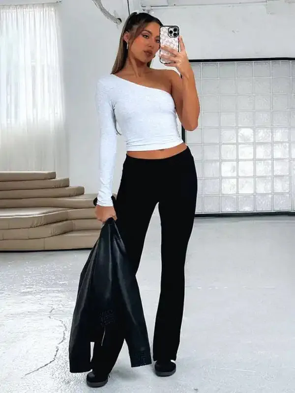 New women’s fashionable, comfortable, slim, slim, anti-waist, low-waist flared pants