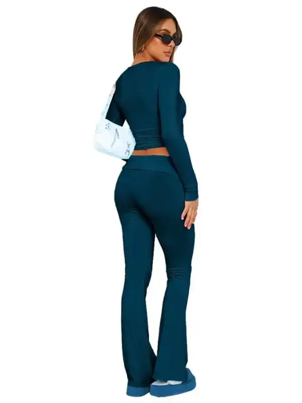 New women’s fashionable, comfortable, slim, slim, anti-waist, low-waist flared pants