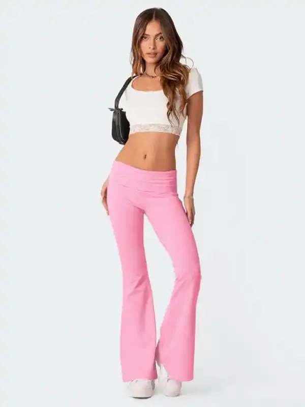 New women’s fashionable, comfortable, slim, slim, anti-waist, low-waist flared pants
