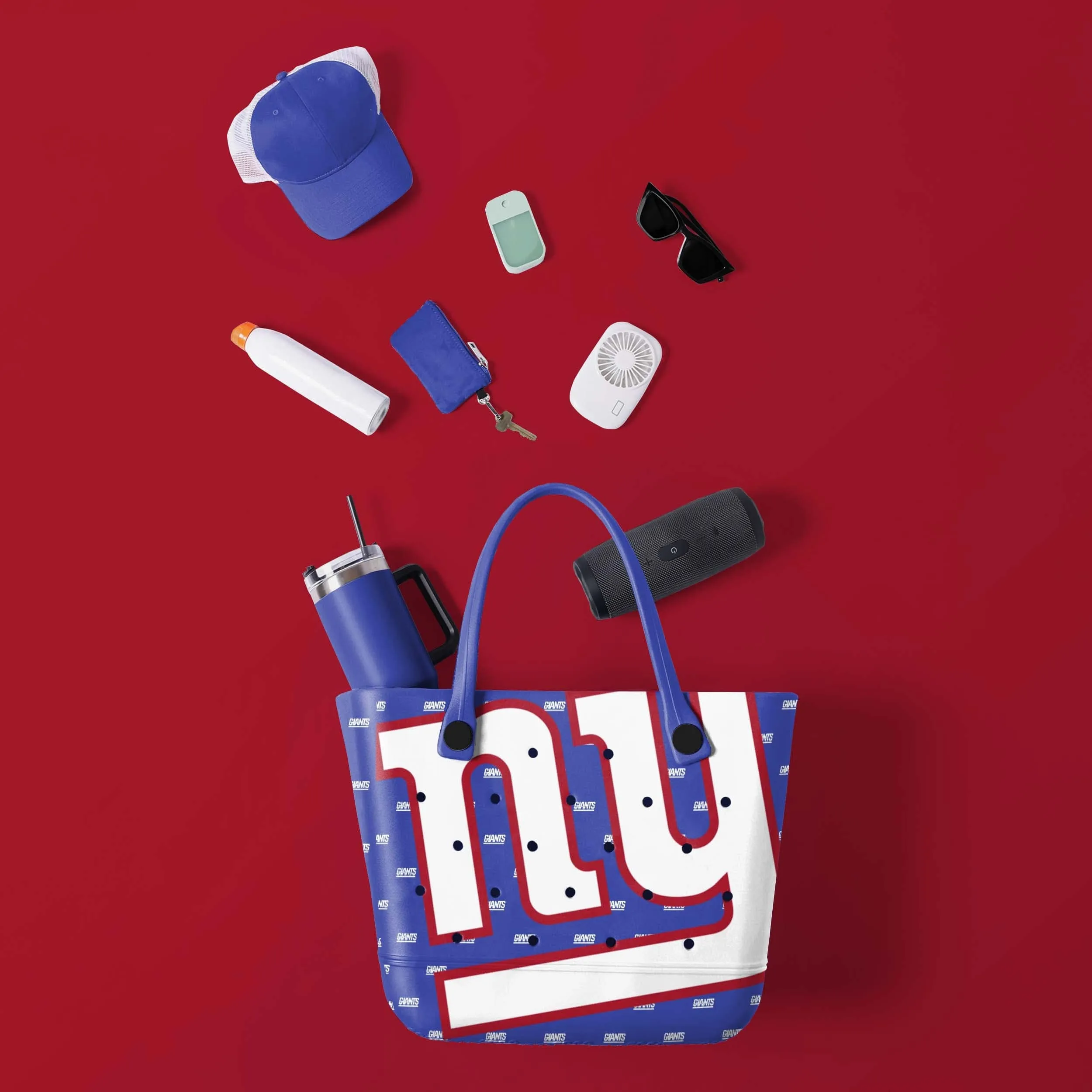 New York Giants NFL Big Logo Mini Print Tailgate Tote Bag