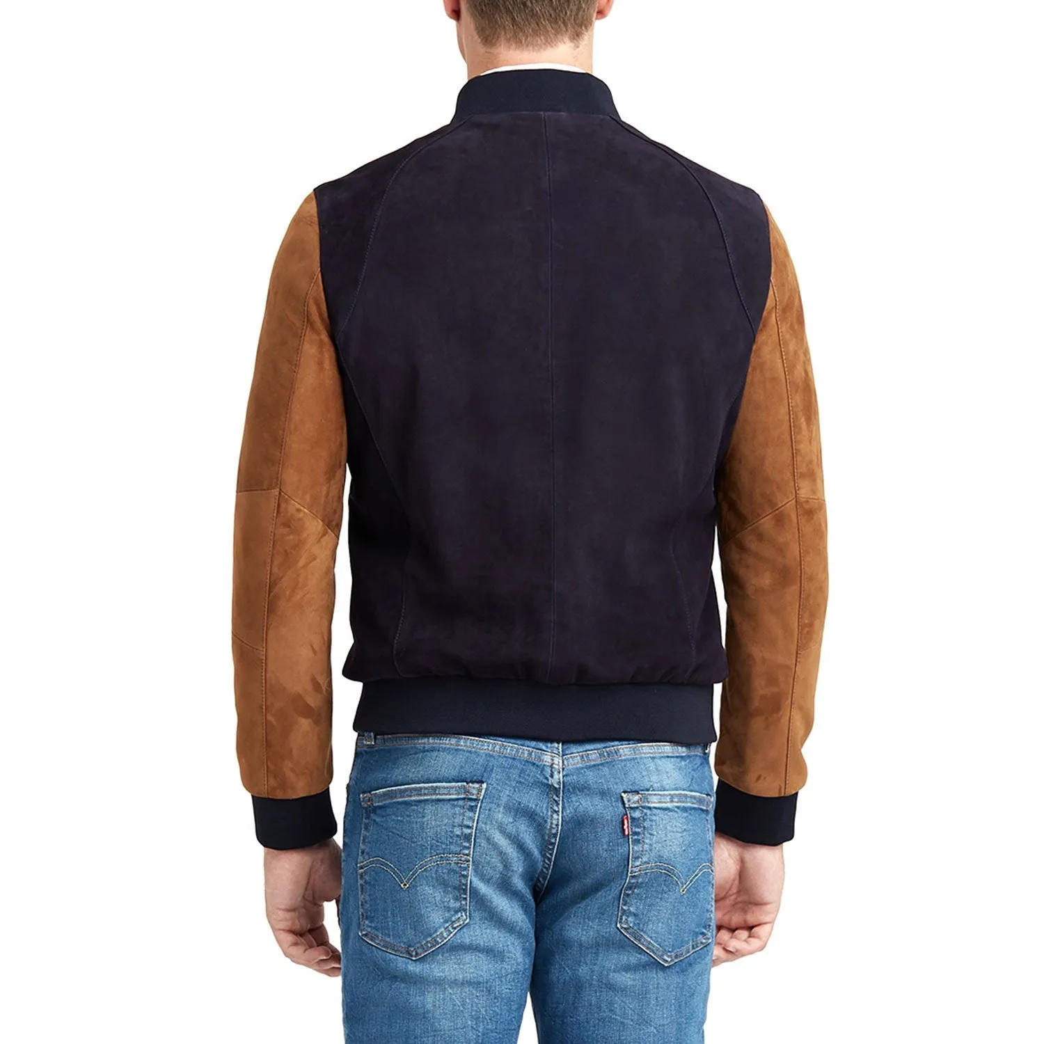 Newline Fashion Marshall Blouson Leather Jacket - Navy/Tobacco