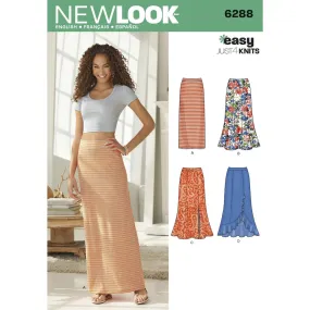 Newlook Pattern 6288 Misses' Pull on Knit Skirts