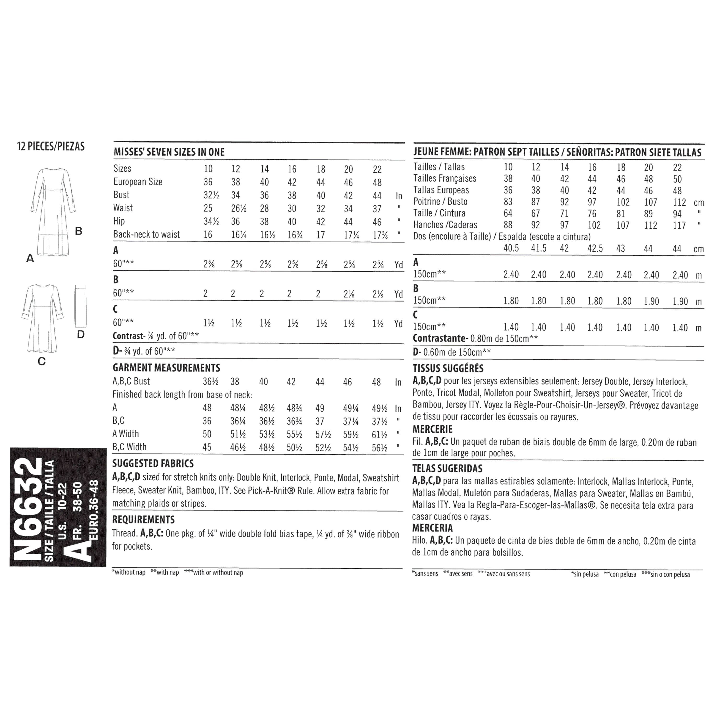 Newlook Pattern N6632 Misses' Knit Empire Dresses