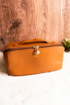 NGIL Morning Ready Brown Large Expandable Cosmetic Bag