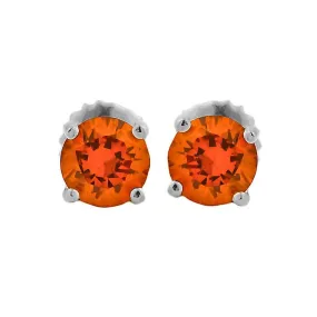 Nico: 6mm 1.5ct Brilliant-cut Orange Ice CZ Screw Back Earrings Silver