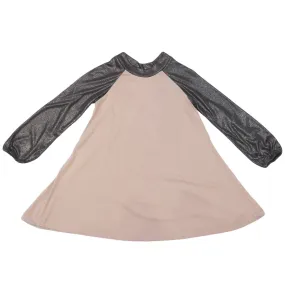 No Biggie Blush Pink Twirly Dress with Shiny Sleeves